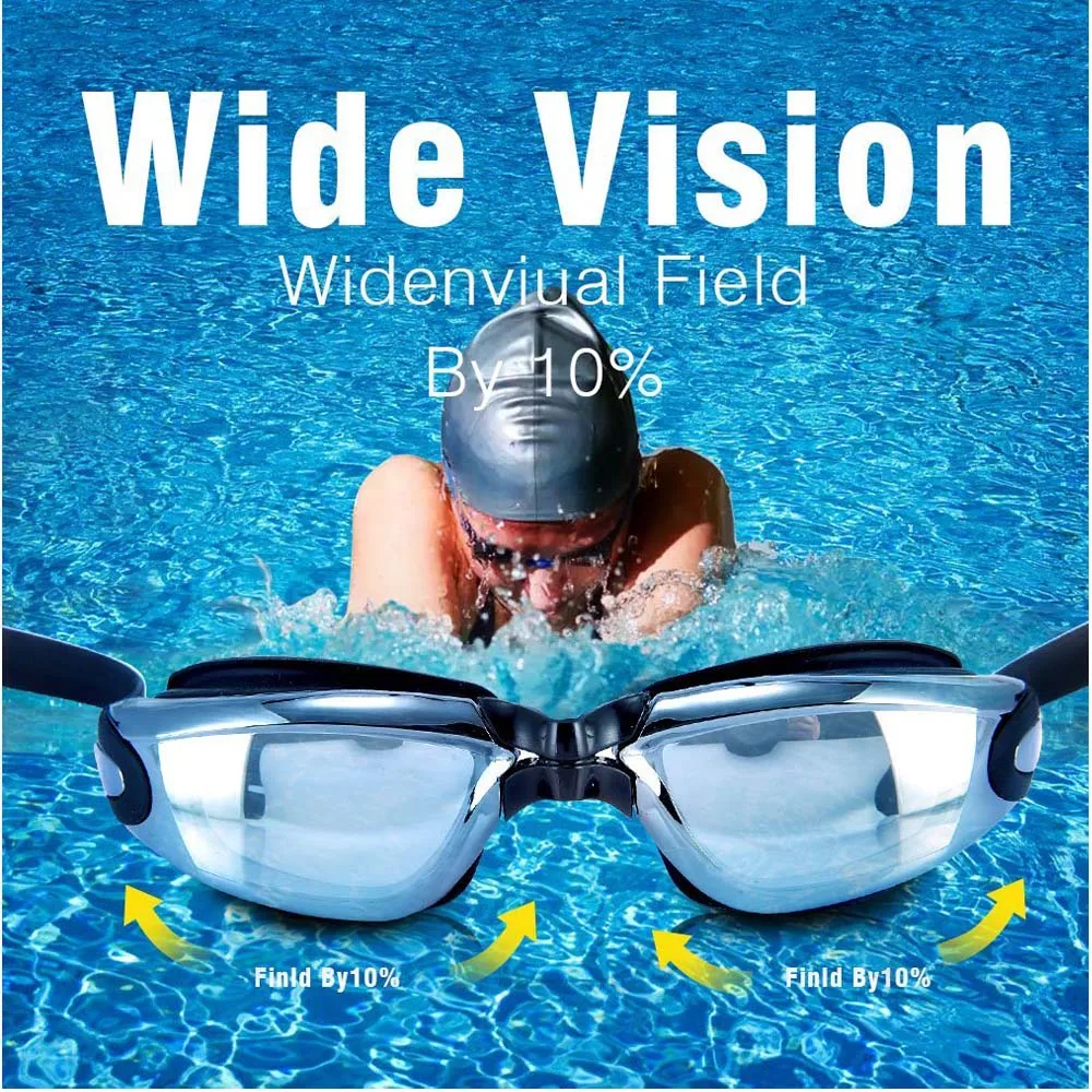 Professional Swimming Goggles With Hat and Ear Plug Nose Clip Suit Waterproof Swim Glasses anti-fog Sport Swim Eyewear
