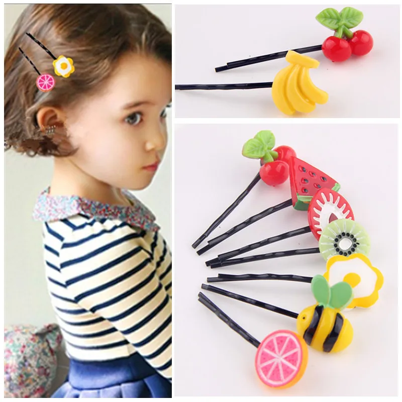 Love Imitation Fruit Charm Girls Hairpins Banana Cherry Infant HairPin