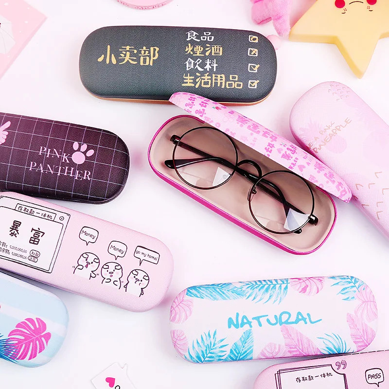 

Girl Student Eyeglasses Box Cartoon Simple Eyeglass Box Myopia Glasses Storage Box Portable Compressive Folded Glasses Case