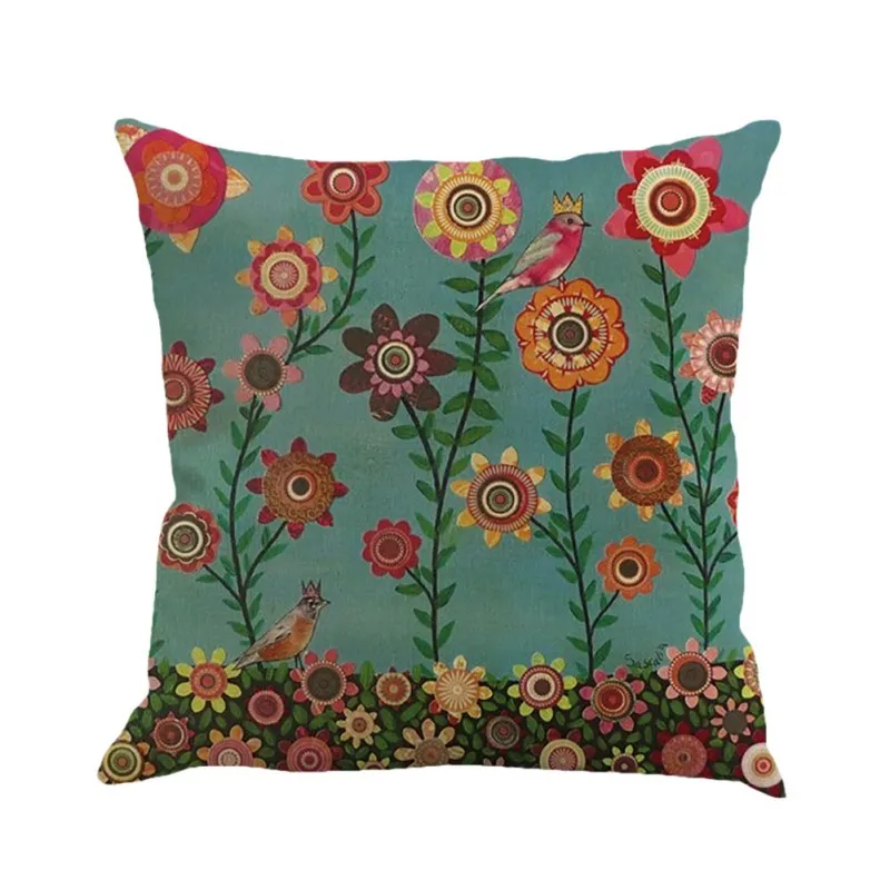 

Cushion Cover Flower Pillow Case Cotton Vintage Flower Tree Cotton Linen Pillow Case Car Throw Cushion Cover Home Decor H1