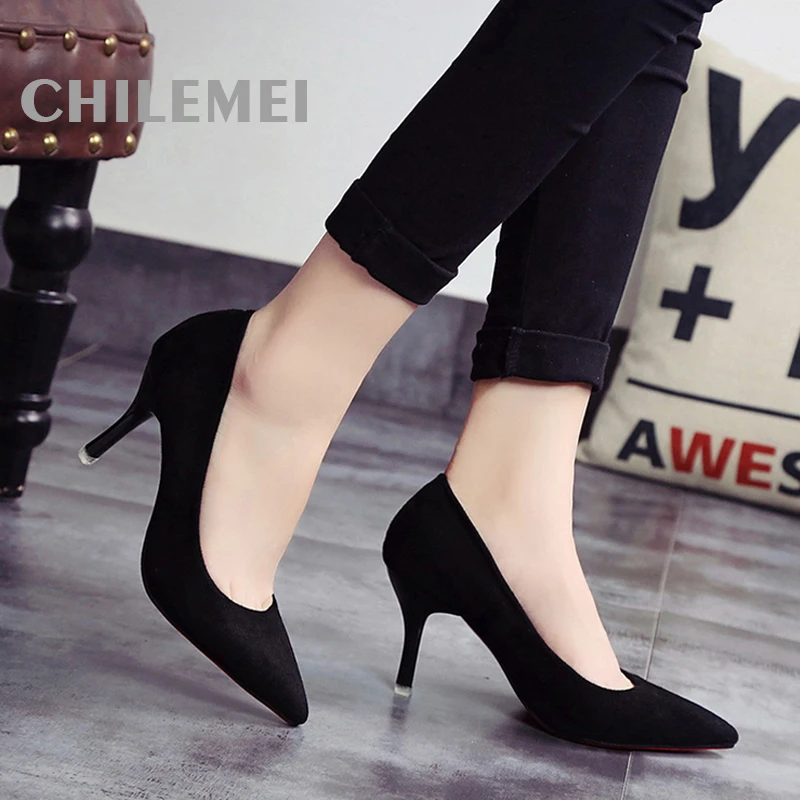 Women office ladies high heels shoes spring autumn fashion Pointed toe