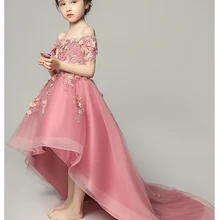 Glizt/кружевное платье с цветочным узором для девочек пышное свадебное платье принцессы с шлейфом платья для первого причастия для девочек платье для крещения