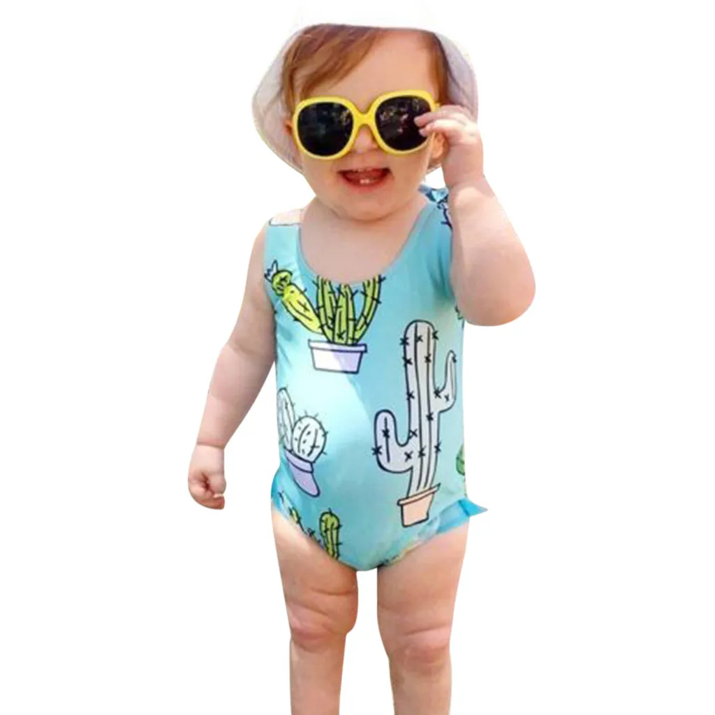 

Children Swimwear for Girls Polyester One Piece Swimsuit Bathing Suit Bikini BeachCactus Swimwears Romper Beachwear K420