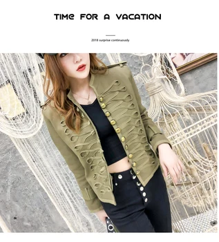 

women Army Green Standing Collar Single-row Button Short Coat Women's Retro Knitted Long-sleeved Baseball Jacket