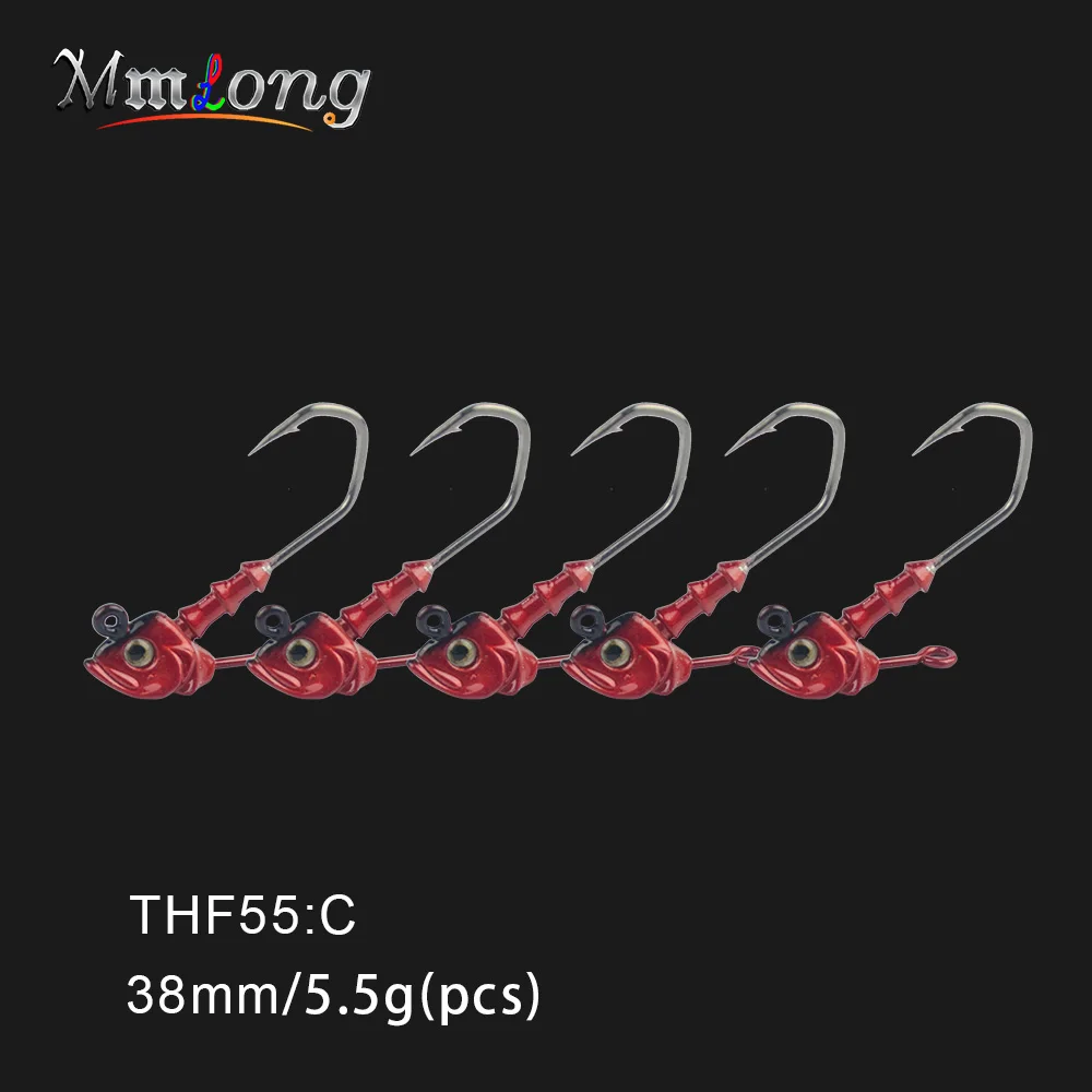 Mmlong 5 шт./лот рыболовные крючки для рыбы 5,5 г 7,5 г свинцовая головка крючок джиг оснатка приманки рыболовные крючки Мягкая приманка рыболовные снасти - Цвет: THF55-C