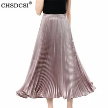 CHSDCSI Женская модная винтажная длинная юбка с высокой талией вечерние плиссированные юбки с высокой эластичной талией однотонные повседневное свободное пляжное обертывание