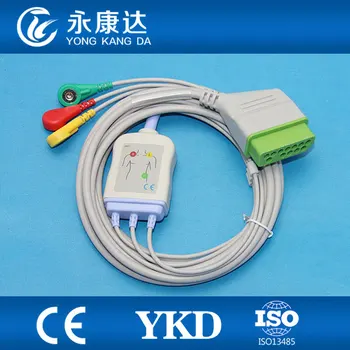 

BSM-2301 Nihon Kohden 3 lead ECG Cable with leadwires,IEC/Snap Ending