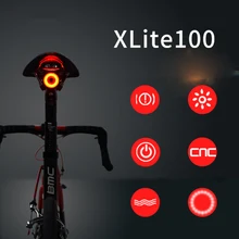 XLite 100 велосипеда вспышка светильник велосипед задний светильник Авто старт/стоп-сигнал зондирования Водонепроницаемый светодиодный зарядки Велоспорт Предупреждение красный хвост светильник