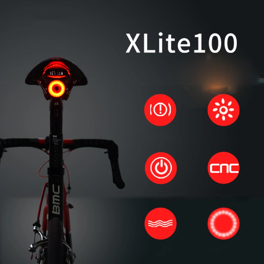 Najtaniej XLite 100 latarka rowerowa rower tylne światło Auto Start Stop wykrywanie hamulców wodoodporna dioda LED ładowanie ostrzeżenie rowerowe czerwone światło tylne