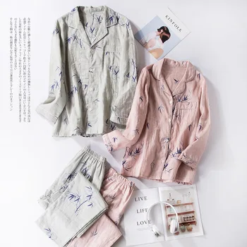 

Women's Pajama Sets Japanese Print Yukata Underwear Kimono Robe Gown Cotton Suits Nightgown Sleepwear Bathrobe Leisure Homewear