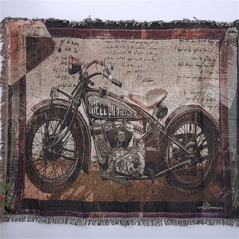 

Vintage European Style Motor Pattern Blanket Sofa Cover Heavy Cotton Thread Throws Blankets For Beds Home Decor
