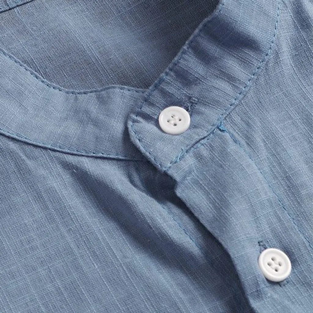 Мужская рубашка Camisa Летняя мужская блузка с длинными рукавами Топ стиль Удобный Чистый хлопок и Льняная мужская рубашка Camisa masculina