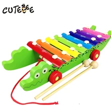 CUTEBEE Wooden Crocodile Musical Instrument Montessori music Educational Toys for Children Piano Knock Tables Music Kids Toy
