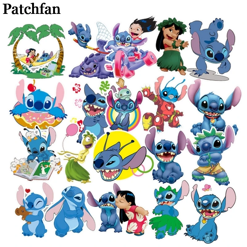 

12sets/lot Patchfan 55pcs/set Stitch lilo cartoon kids stickers DIY scrapbooking Laptop Skateboard Decoration badge Paster A2050