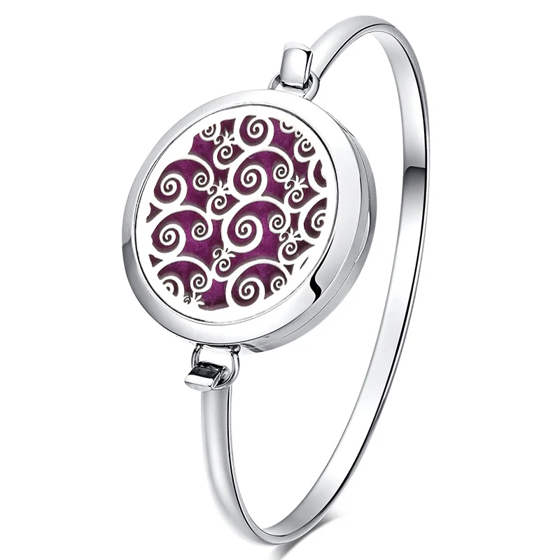 

Circle Stainless Steel Bracelet Essential Oil Diffuser Bracelet Locket Perfume Aromatherapy Bracelet Silver Bangle