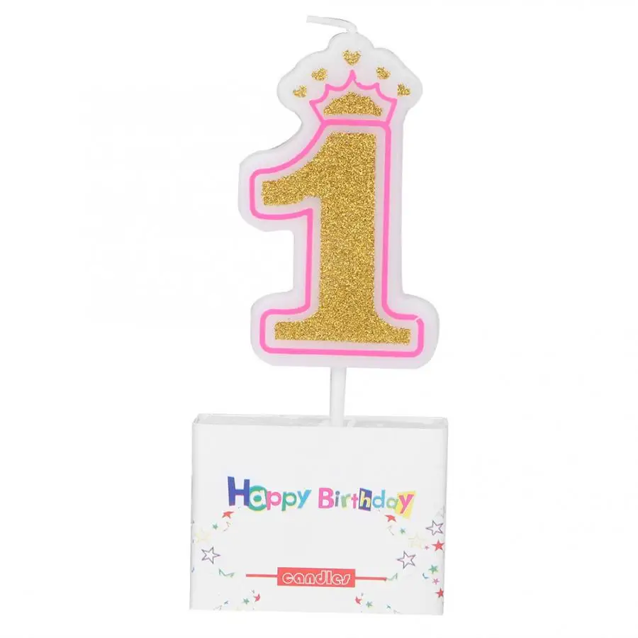 Цифры на день рождения 0, 1, 2, 3, 4, 5, 6, 7, 8, золотые Детские вечерние украшения для торта, декоративные свечи для торта - Цвет: B