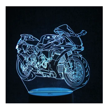 

3D Night Light LED Motorbike Styled Energy Saving Bedside Night Lamp Ornament with Remote for Bedroom CLH@8