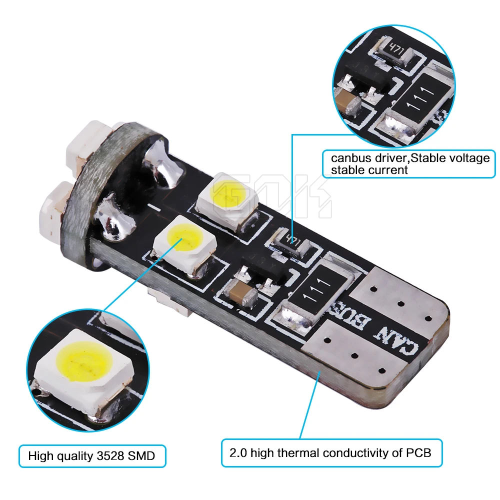 Бесплатная доставка 100 шт./лот T10 led Canbus W5W/194/T10 8SMD 3528 1210 12В Светодиодная