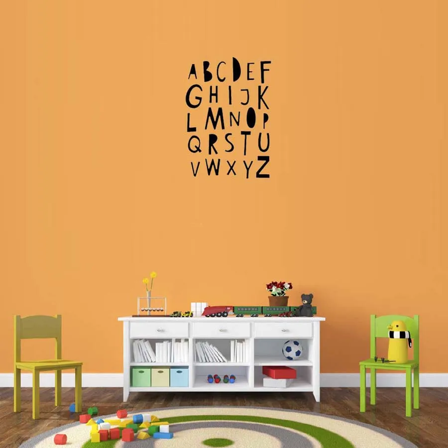Children Alphabet Wall Stickers Modern Wall Decals And Different Lovely Quotes Combine For Children Nursery Room Home Decoration
