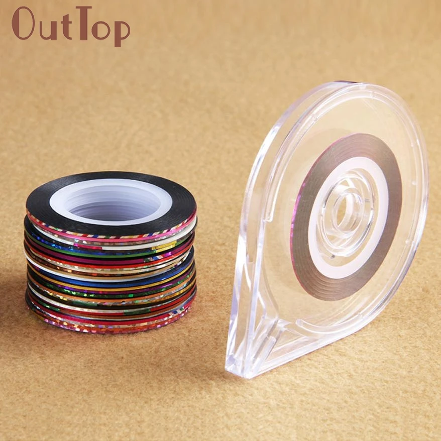

Nail Rolls Striping Tape DIY 3D Nail Art Tips Decoration Stickers + Layer Case Tool Box feb7