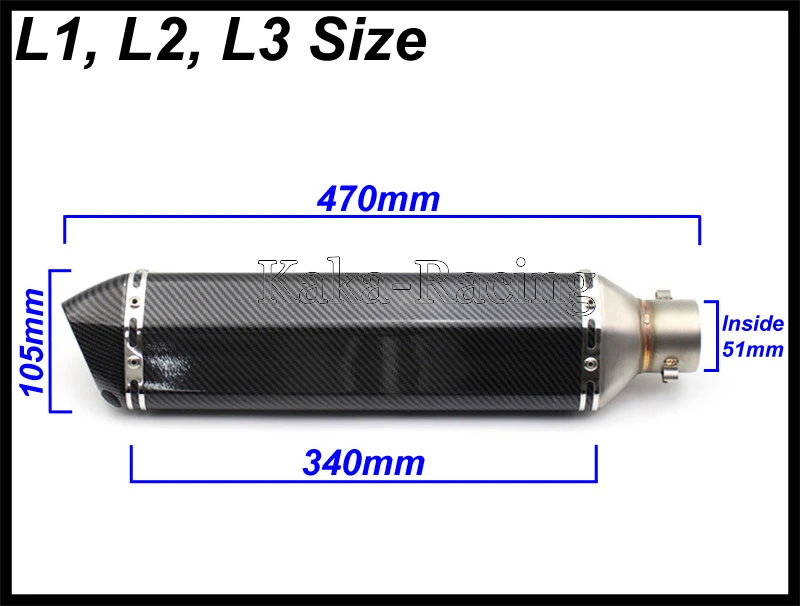 На входе 51 мм Универсальный мото rcycle глушитель труба правая и левая сторона Akrapovic выхлоп углеродный цвет moto rbike Escape moto