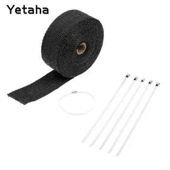 

Black 10M Motorcycle Thermal Exhaust Header Pipe Tape Heat Insulating Wrap Tape Resistant Downpipe Durable Stainless Steel Ties