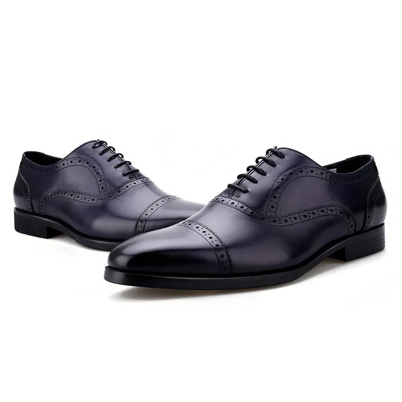 

CLORISRUO Fashion Black / Red / Brown / Blue Pointed Toe Oxfords Mens Dress Shoes Genuine Leather Wedding Shoes Mens Business Sh