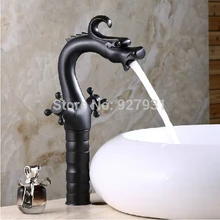 Retro Style China Dragon Style Dual Handles Countertop Basin Sink Faucet Dual Handles Oil Rubbed Bronze