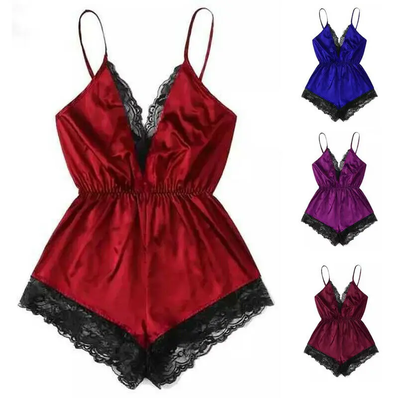 

Womens Lace Silk Sleepwear Sissy Sexy Babydoll Nightdress Lingerie Pajamas CA