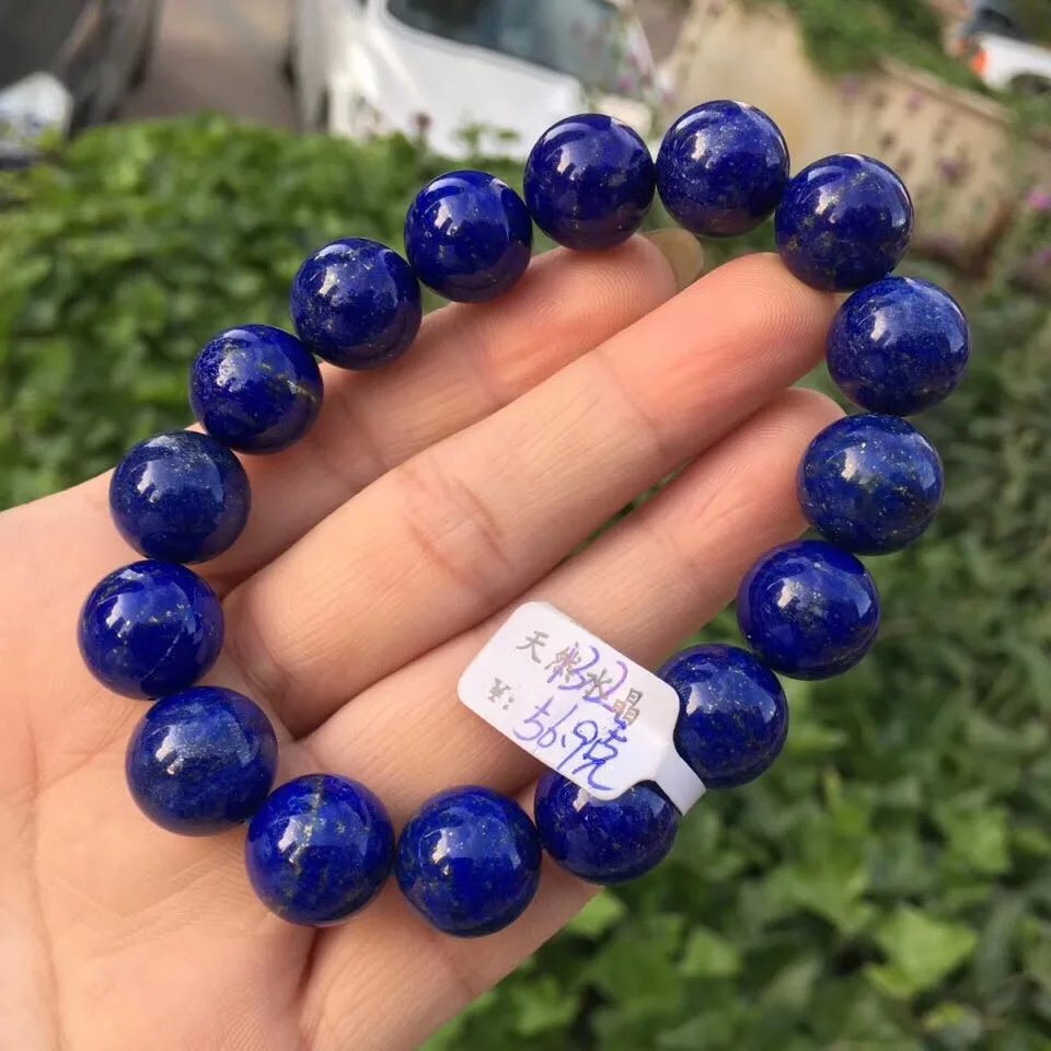 

13.2mm Natural Lapis Lazuli Bracelet For Women Men Anniversary Gift Gemstone Crystal Stretch Round Beads Fashion Bracelet AAAAA