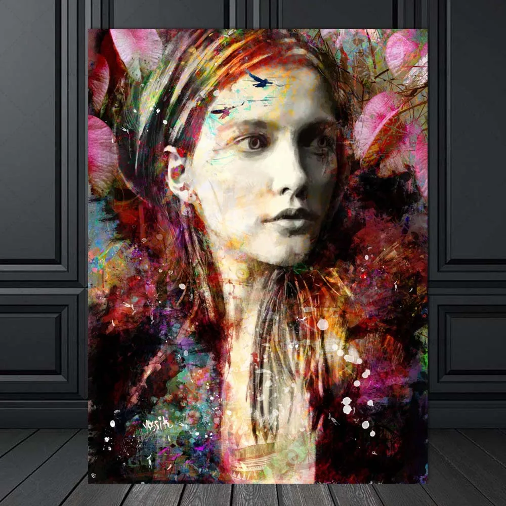 Colorful Woman Posters and Prints Canvas Figure Painting Wall Art