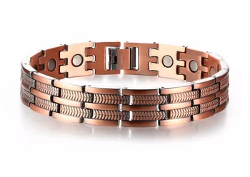 

Popular Mens Elegant Pure Copper made Magnetic Therapy Link Bracelet Pain Relief style Male Jewelry