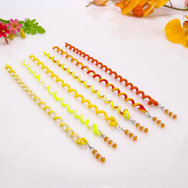 6PCS/lot Rainbow Color Headband Cute Girls Hair Band Crystal Long Elastic Hair Bands Headwear Hair Accessories Random Color Orange