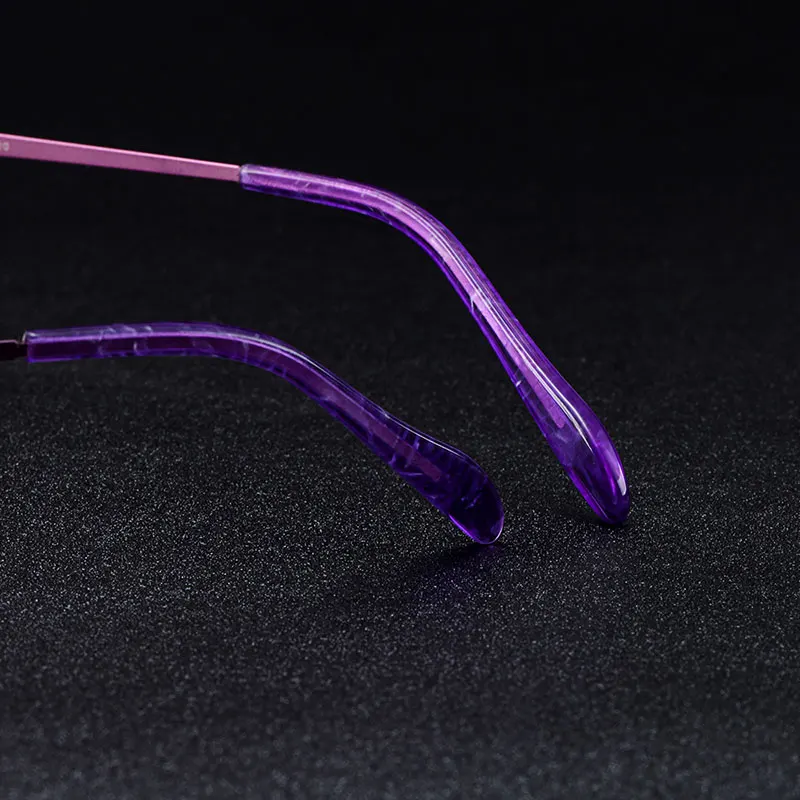 Gmei оптический Мода серебро Титан сплав Для женщин очки без оправы рамки фиолетовые градиентные тонированные Плано линзы цветной каймой Q90074
