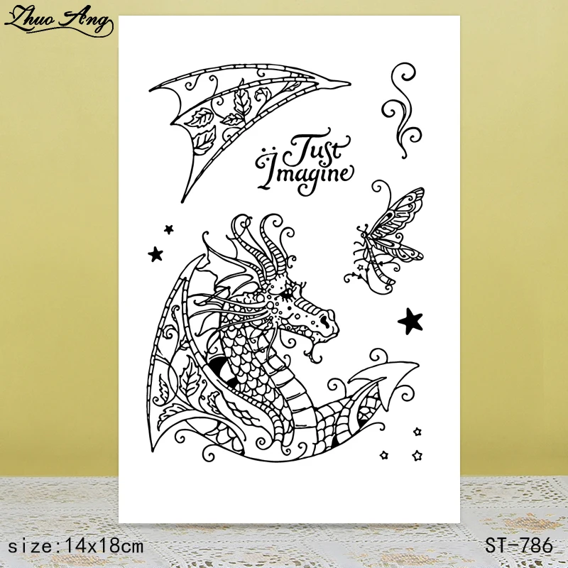 

ZhuoAng Miraculous Dragon Dragonfly Clear Stamps/Seals For DIY Scrapbooking/Card Making/Album Decorative Silicon Stamp Crafts