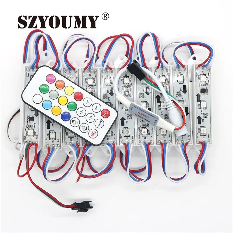 SZYOUMY 2811 IC 5050 SMD RGB светодиодный 3 светодиодный s гоночного света светодиодный пиксельный модульный Водонепроницаемый WS 2811 IC DC12V + 2 комплекта 21