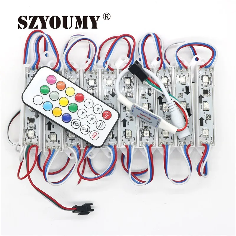 

SZYOUMY 2811 IC 5050 SMD RGB LED 3LEDs Chasing Light LED Pixel Module Waterproof WS 2811 IC DC12V + 2 sets 21 key controller