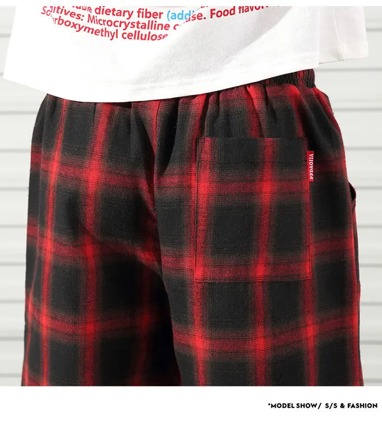 2019 летние Для мужчин движения решетки красный/черный/белый Цвет печать хлопок шаровары бренд шорты для бега Повседневное Пляжные шорты
