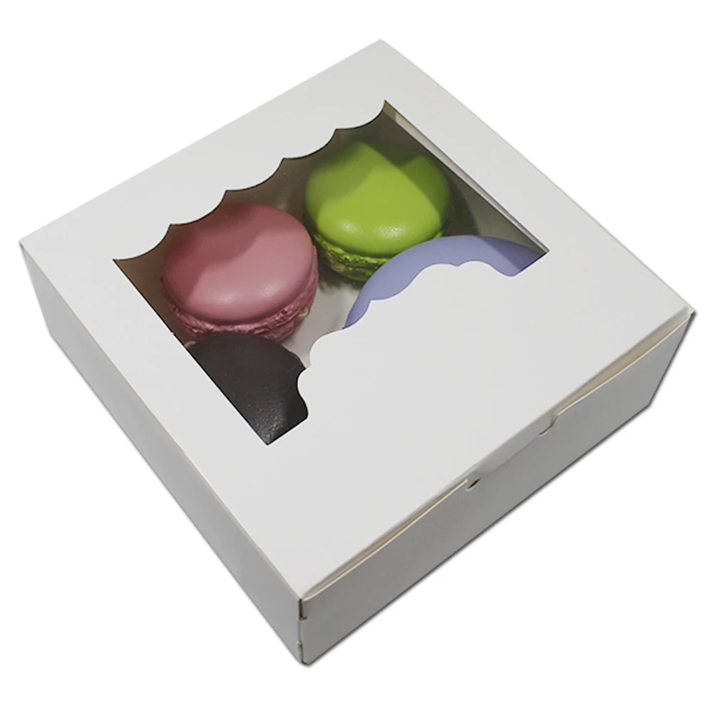 20 шт/партия крафт-бумага упаковка для пищевых продуктов для печенья/печенья Макарон коробка для хранения шоколада поли прозрачное окно подарочный пакет Чехол