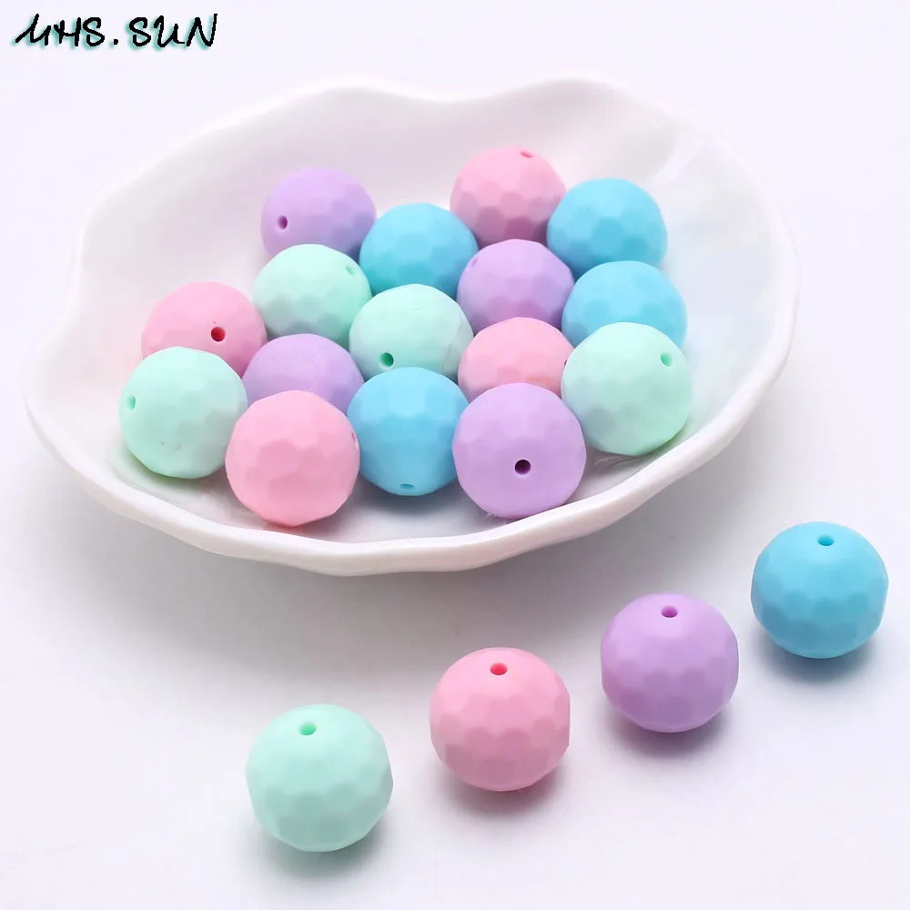 

MHS.SUN 100PCS Round Silicone Beads Colorful Bead Baby Teething For DIY Jewelry Bracelet Crib Toy Food Grade Teether
