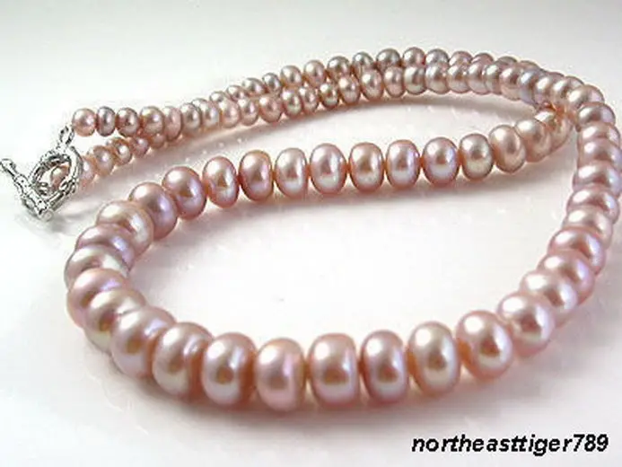 

Hot sale Excellent Genuine Pink Pearl 18KWGP Clasp 18" Necklace