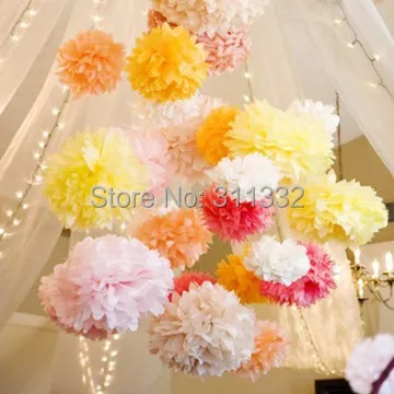 

10pcs/lot 15cm(6 inch),Pom Poms, Tissue Paper Flower Ball Party Decorations Paper Flower,Wedding Party Home Decoration