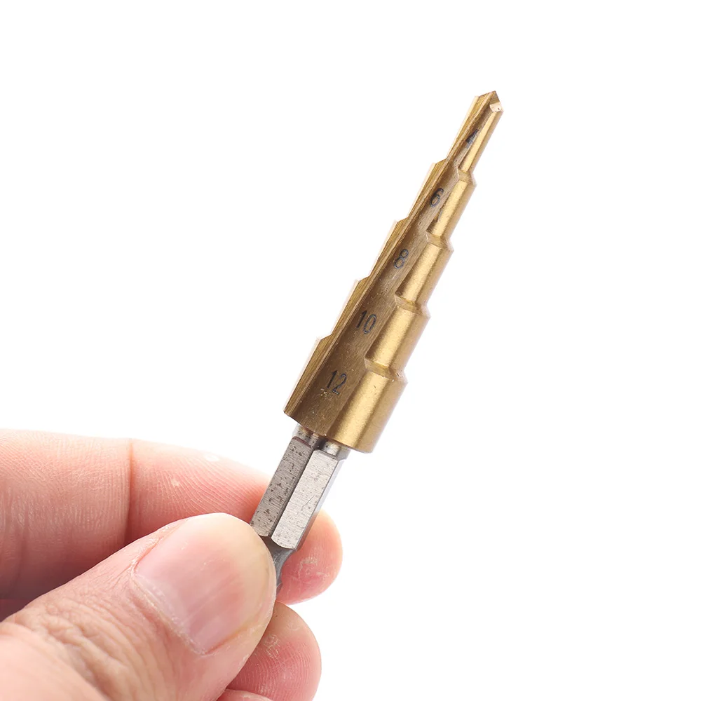 

Pagoda drill bit for step drill Hex shank straight groove step drill High speed HSS steel drill bit Hot Sale