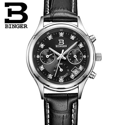 Switzerland Binger женские часы Роскошные Кварцевые водонепроницаемые часы полностью из нержавеющей стали с хронографом наручные BG6019-W2 - Цвет: Item 3