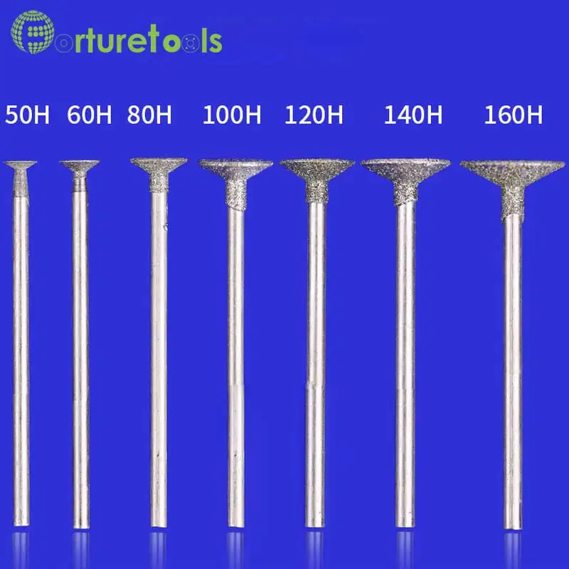 50pcs diamond mounted point dremel rotary tool mounted wheels Head dia 0.5~16mm Shank dia 2.35&3mm head type H TZ48