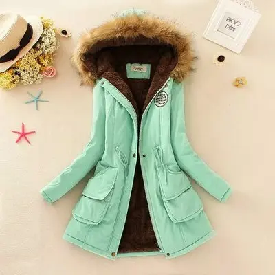 Danjeaner New Parkas Female Women Winter Coat Thickening Cotton Winter Jacket Women Outwear Slim Parkas for Women Winter - Цвет: Green