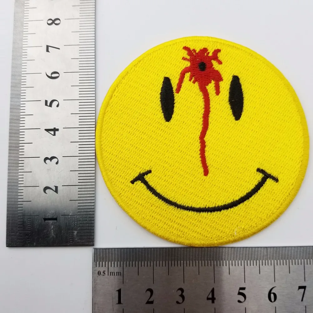 A70911-2 (2)Yellow Shot Smiley Fun Embroidered Iron On Or Sew On Patch For Front Lady Biker, 33 INCH Free Shipping