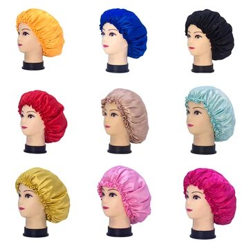 

Stock virgin hair extensions silk satin bonnet,double layer human Virgin hair extensions/Hair wigs sleep satin silk bonnet cap