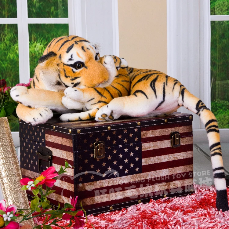 Новый плюшевый лежащий большой тигр и маленький ребенок игрушка тигр креативная кукла-Тигр подарок около 60 см 0437