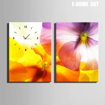 

Free Shipping E-HOME Bright Flowers Clock in Canvas 2pcs wall clock